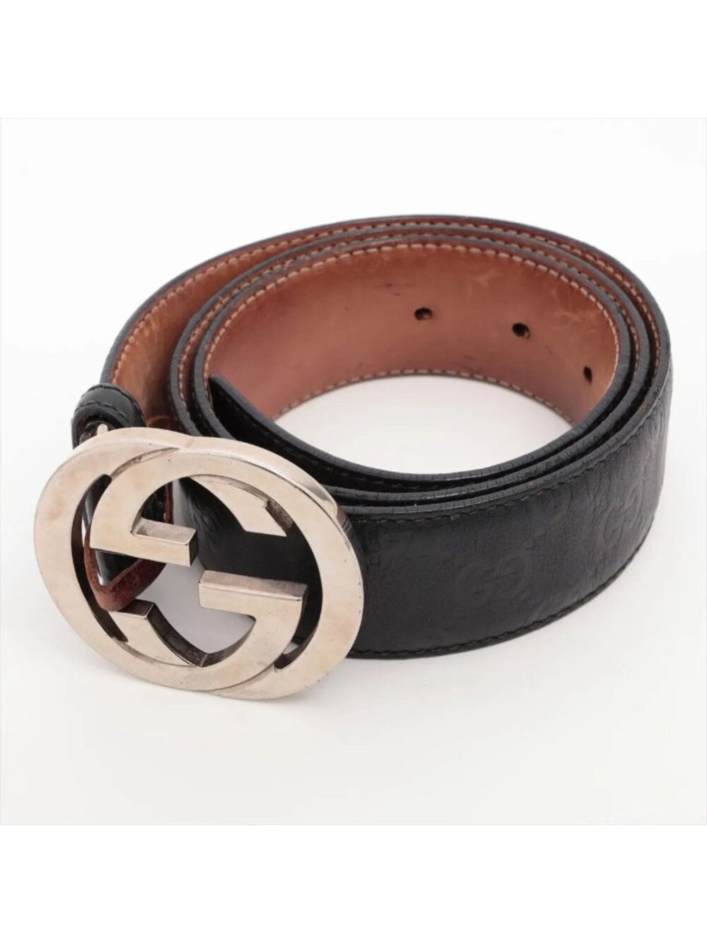 Gucci Guccissima GG Buckle Leather Belt Gentleman
